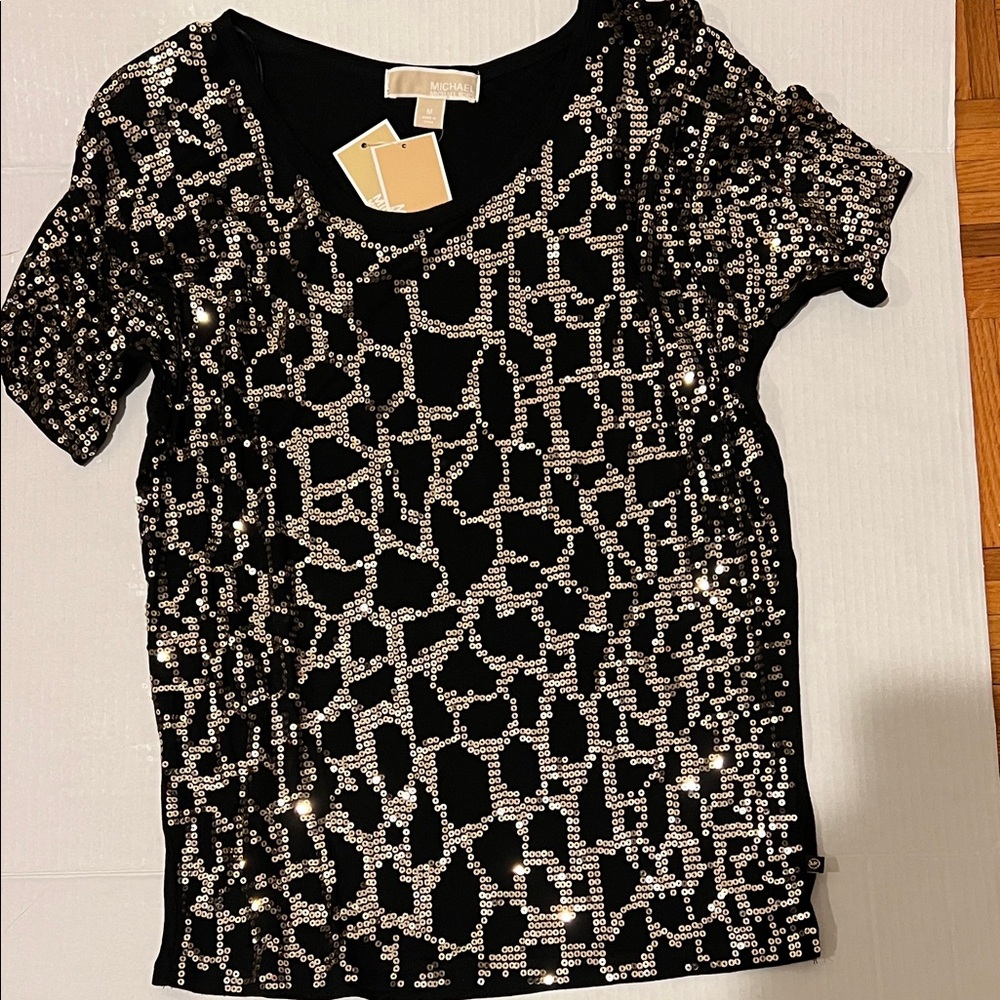Black and Gold Sequin Women's Top